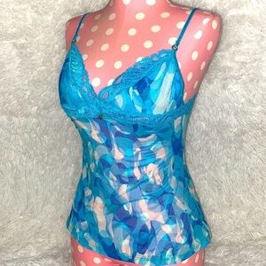 Vintage Y2K Victoria’s Secret mesh multi blue swirl cami top